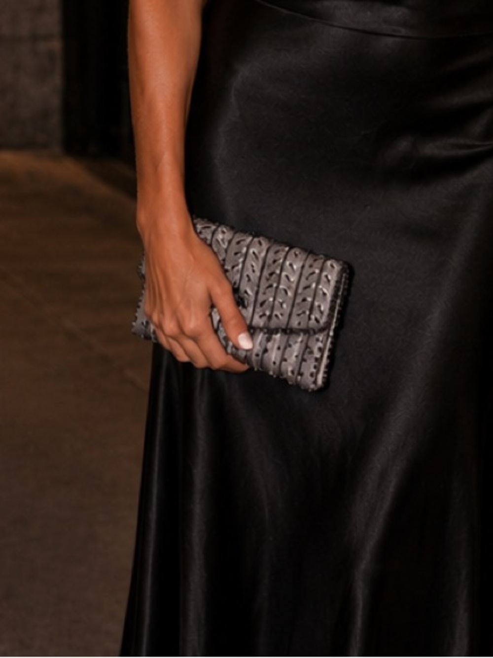 Vintage Satin Beaded Clutch Evening Bag Cocktail Wedding Prom Y2K Black Silver